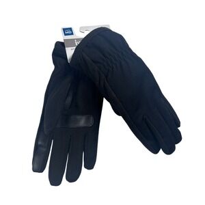 Isotoner Mens SmartDri Black Fleece Gloves Size MD Repels Rain Touchscreen NEW